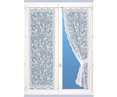 Homemaison bonne-Femme Paar Gardinen mit Raffhaltern, Polyester, Weiß, 160 x 90 cm