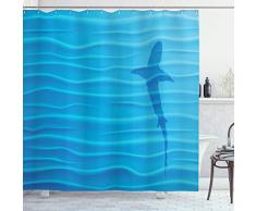 Sea Tiere Decor Vorhang für die Dusche Set by ambesonne, Shark Silhouette in Wasser Wellen Shadow Gefahr Summertime Marine, Badezimmer Zubehör, 69 W x 70l Zoll