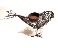 Colonial Dose Funktioniert 460100 GR Süßer Draht Vogel Statue Figur Dekoration Teelicht Kerzenhalter mit Füßen, Metall, rustikal Primitiv Farmhouse Stil der Einrichtung, Braun Rost Farbe, 1 Stück