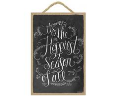 (sjt14831) IT S, die glücklichsten Season of Alle 17,8 x 26,7 cm Holz Schild mit der Kreide auf Lily & Val