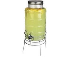 Circleware 69181 Newton Creek Glas-Getränkespender mit Metallständer und Deckel für Entertainment-Küche, Glas, für Wasser, Saft, Wein, Kombucha & Kaltgetränke, riesiges Fassungsvermögen