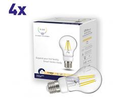 MÜLLER-LICHT tint 4er-Set Smarte Retro LED Lampen E27, Birnenform, Glas, 5 W, weiß Vintage Style, Pack