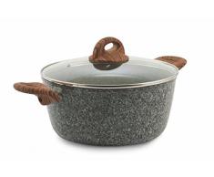 Galileo Casa Carrara Schmorpfanne mit Deckel, Aluminium geschmiedet, grau