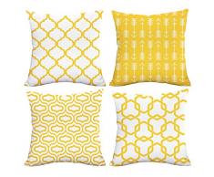 Lemon Gelb Überwurf Kissen Fall Pfeil Vierpass-Accent-Gitter Kette Kissen Bezug Kissenhülle Modern quadratisch Kissenbezüge Dekoration für Sofa Bett Stuhl Auto Set von 4, 45,7 x 45,7 cm