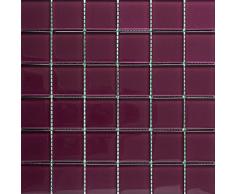 ALFA-CER Mozaik, Glas, Bordeaux Rot, Weinrot Metallic, 29.8 x 29.8 cm