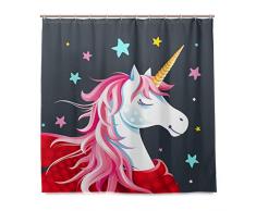 S Husky Cute Unicorn Duschvorhang für Badezimmer Star Cartoon Tier Polyester Wasserdicht Custom Bad Duschvorhang mit 12 Haken Set Decor 152,4 x 182,9 cm 2040157 72x72 einfarbig