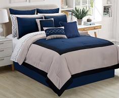 Safdie & Co. 60888.7Q.13 Schmusetuch Set Palazzo 7Pc Q Navy/Black Navy Queen