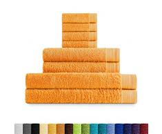 Eiffel Textile Handtuch-Set, Frottee, 600 g, 100% ägyptische Baumwolle, Safran, Schminktisch Waschbecken und Bettlaken, 8 Stück