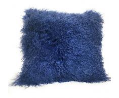 EvansMongolianfur Mongolisches Kunstfell Überwurf Kissen Bezug in Navy Blau (4.104,6 cm) -Real Lamm Fell Kissenbezug für Wohnzimmer Schlafzimmer