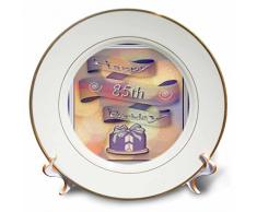 3dRose CP 24436 _ 1 Band und Kuchen Happy 85. Birthday-Porcelain Teller, 20,3 cm