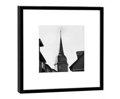 COGNOSCO Fotografie im Holzrahmen: Jakobskirche Fotodruck-Format 27 x 27 cm-Rahmenfarbe schwarz-Hochwertiges Wandbild, Geschenkidee oder Souvenir aus Weimar, Holz, Weiß, Rahmen