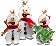 Petras Bastel News 3 x Schneemann Snowy 3 Bausätze in 2 Größen Bastelset, Holz, Holzfarben, 25 x 18 x 5 cm