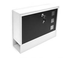 Relaxdays Briefkasten modern, mit Zwei Schlüsseln, abschließbar und mit Zeitungsfach, zweifarbig, Schwarz/Rot weiß/schwarz