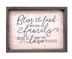 P. Graham Dunn Schriftzug Bless The Food Family Love Weiß Wash 50,8 x 38,1 cm Kiefer Massiv Holz Farmhouse Serviertablett