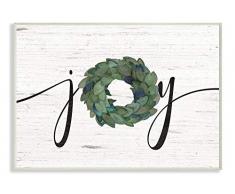 Stupell Industries Joy Wreath Wood Textured Family Word Wandschild, Design vom Künstler Jo Moulton, 10x15