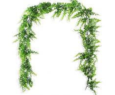 Ollain Künstliche Boston Farnen Ranken Persische Rattan Grünpflanzen Kunstpflanze Ranke Outdoor UV-beständig für Wand Innen Hängegirlande Hintergrund Bogen Wanddekoration 70 Boston Fern Vines