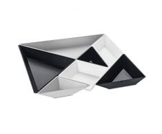 Koziol Tangram Ready Servierschale, Snackschale, Fingerfood, Tapas, Antipasti, Sushi, Dipschale, Tischdeko, Party, Centerpiece, Kunststoff, Black/White/Soft Grey