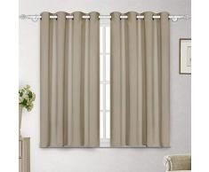 Luxuer Tülle Vorhang Panels Drapes Blackout Thermo Isoliert für Zimmer Set von 2 Panels 132,1 cm 52x63 Khaki