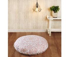 Populäre Handwerk Große Hippie Mandala Chakra Ombre Bodenkissenbezug – Kissenbezug – Pouf Überzug rund Bohemian Yoga Decor Boden Kissen Fall – 81,3 cm Rose Gold