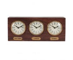 Pacific Lifestyle Rechteckige Tischuhr aus Antq-Messing/Sheesham-Holz, 540 x 680 x 490 mm