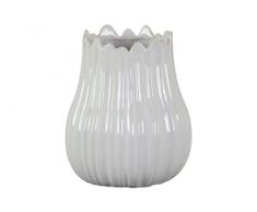 Urban Trends 37325 Vase, rund, Keramik, mit unregelmäßigen Lippen, Grau/Weiß