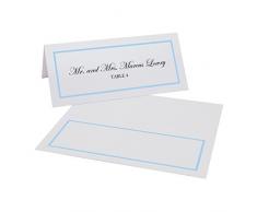 Dokumente und Designs Single Line Bordüre Easy Print Tischkarte, Pearl Weiß Hellblau