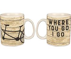 Where You Go I Go - Vintage Travel Themed 20-oz Mug with Tandem Bicycle Built for Two by Primitives By Kathy