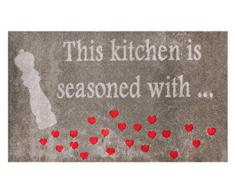 Golze 1500070003060 LS-Mats, Design Küchenherz Premium Fussmatte, Mikrofaser, Mehrfarbig, 67 x 110 x 1, cm