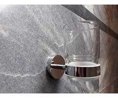 Pakfiaz Badezimmerzubehör Messing Wandmontage Zahnbürstenhalter Single Glas Becher mit Halter Zahnputzbecher und Zahnbürstenhalter, Becher für Küche und Badezimmer, Wandhalterung Zahnpasta-Halter