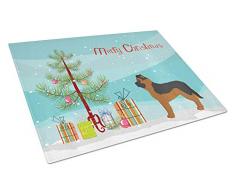 Carolines Treasures CK3833LCB Schwarzer Deutscher Schäferhund, Mastiff-Mix, Weihnachtsbaum, Glas, große Schneidebretter, 12 H x 16 W, mehrfarbig