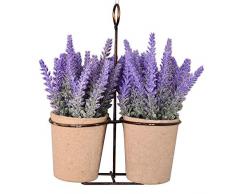 AlphaAcc 2 Stück 20,3 cm Topf Lavendel künstliche Blumen mit Metalldraht zum Aufhängen für Zuhause Dekoration