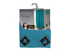 Douceur d Intérieur Vorhang hat Ösen Carres Blickdicht Uni Cocoon, Polyester, blau, 260 x 140 cm