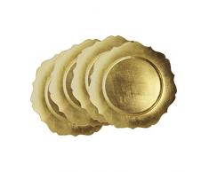 Charge it by Jay Set von 4 Platztellern groß dekorativ Melamin Service Teller für Zuhause & professionelle feine Mahlzeiten für gehobene Catering-Events, Dinnerpartys 13 Goldfarbene Muschelform