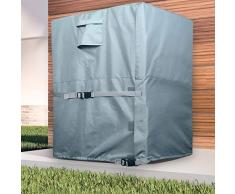 LBG Products Quadratische Klimaanlage Abdeckung für Kondensatoreinheiten, für zentrale AC-Außenbereiche, strapazierfähiger Allwetterschutz, graue Farbe mit hellblauem Licht 34L x 34W x 30H