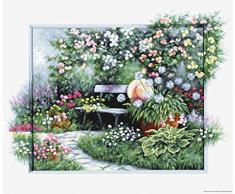 Luca-S BU4012 Blühender Garten Bank Kreuzstichset, Baumwolle, mehrfarbig, 44,5x32,5cm