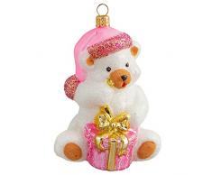 Miss Christmas 2019 Collection Baby s First Christmas: Its a Girl! Weißer Teddybär, handgefertigt, geblasenes Glas, 8,9 cm