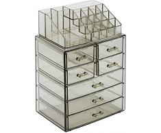 Sorbus Kosmetikkoffer / Kosmetikkoffer aus Acryl, geräumiges Design, ideal für Badezimmer, Kommode, Schminktisch und Arbeitsfläche 3 Large, 4 Small Drawers Black Jewel