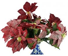 MM TJ Products Künstlicher Weihnachtsstern, mattiert, 5 Stiele (eine Buchse) rot