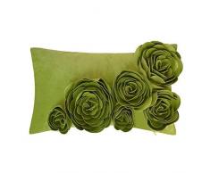 jw 3D Handmade Rose Blumen Accent Kissen Samt dekorative Kissen Home Sofa Auto Decor pillowslips rechteckig 30,5 x 50,8 cm, Polyester-Mischgewebe, Pickle Green, 12 x 20 Inch