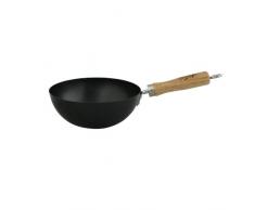 Dexam antihaftbeschichteter Wok aus Karbonstahl mit Holzgriff, 20 cm