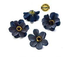 Silkflowers.com Seidenblumen in Großhandel, künstliche Sonnenblumenköpfe, künstliche Kunstblumen, 6 cm, 50 Stück blau