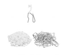 Bluecell 50 Sets Traverse Stangenschienen Ersatz und Vorhanghaken für Vorhänge Fenster Vorhang Tür Duschvorhang