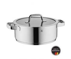 WMF Compact Cuisine Kochtopf 24cm, Glasdeckel, Bratentopf 4,1l, Cromargan Edelstahl poliert, Innenskalierung, stapelbar, Topf Induktion, unbeschichtet