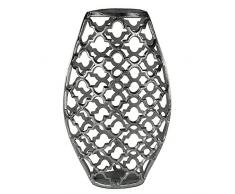 Benjara Metallvase mit Vierpass-Ausschnitt, groß, silberfarben