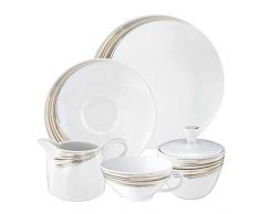 Seltmann Weiden 001.737637 Fashion Boston Teeservice 20-teilig, Hartporzellan, Schwarz/Gold