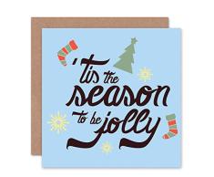 Wee Blue Coo Weihnachtskarte, Motiv: Tis The Season to Be Joly