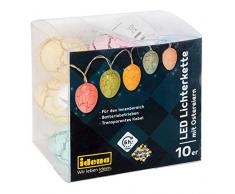 Idena Lichterkette mit 10 LED warmweiß und Eiern in Pastellfarben, batteriebetrieben, mit 6 Stunden Timer Funktion, für Ostern, Frühling, Deko, als Stimmungslicht, ca. 1,65 m, weiß, Keine
