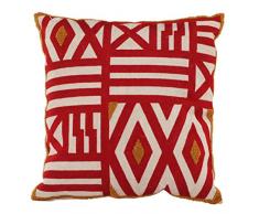 45,7 x 45,7 cm geometrisch Bestickt Federfüllung Kissen Set von Zwei Kissen weiß und rot