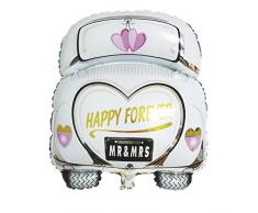 Rayher 87016000 Folienballon Hochzeitsauto, 49 x 63cm, XXL Ballon für Hochzeiten, geeignet für Luft- und Heliumfüllung