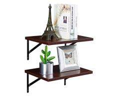 SUPERJARE Wandregal, 2 Stück, Wandmontage, Ablageregal, Ablageregal für Zimmer/Küche/Büro – Walnussbraun Country Rustic 15.7 L×11.8 W×6.8 H walnussbraun